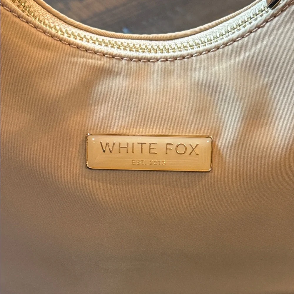 White Fox Beige Shoulder Bag Gold‎ Hardware Mini Baguette Purse